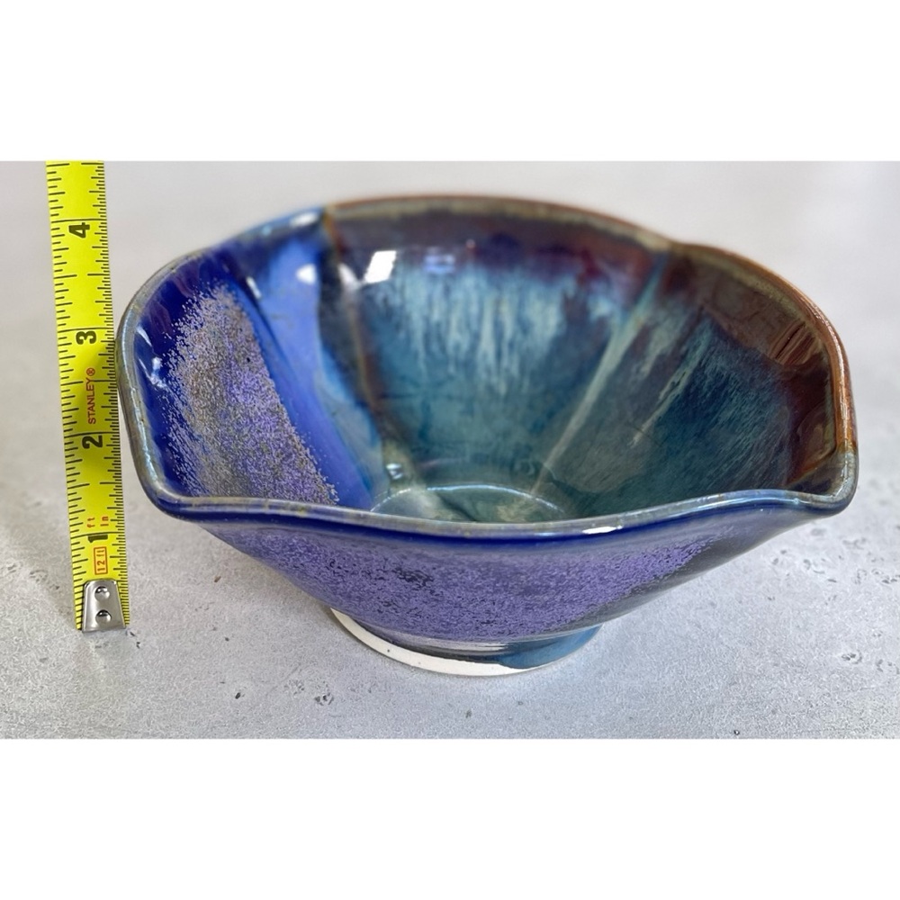 Hockomock Pottery Blue Purple Tones Studio Pottery Ceramic Decorative Bowl - Picture 9 of 9